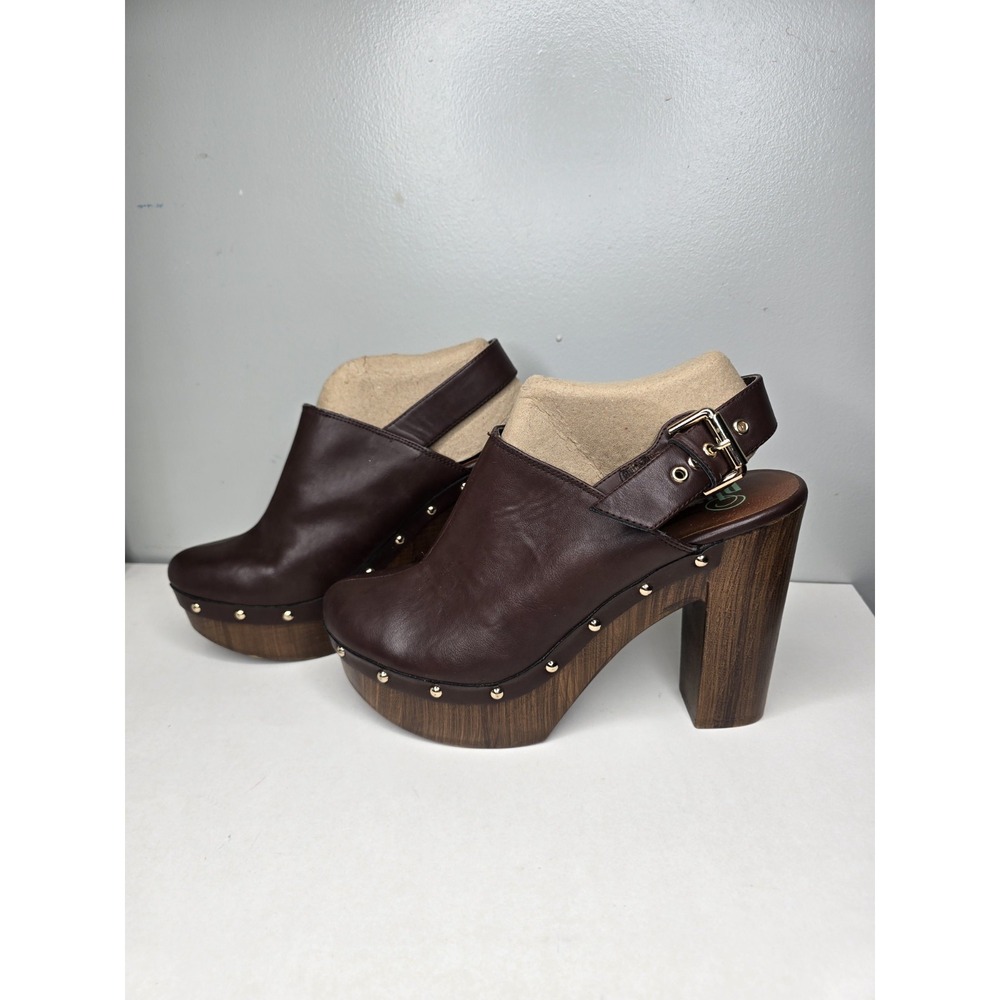 Plume Women's Slingback Clog Mule Platform Chunky Heel Studded Boho Festival 11
